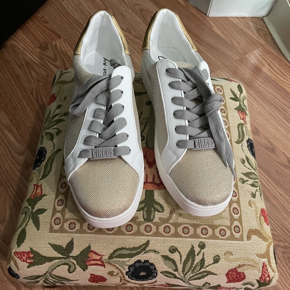 gold sneakers